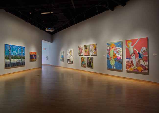 Installation view of Out To Pasture exhibition at USF Contemporary Art Museum. Left to right: Work by Ian Wilson, Lisa McCarthy. Photo: Will Lytch.