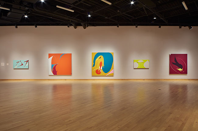 Installation view of THE LYRICAL MOMENT: Modern Contemporary Abstraction by Helen Frankenthaler and Heather Gwen Martin exhibition at USF Contemporary Art Museum. Photo: Will Lytch.