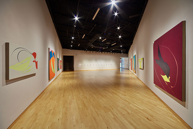 Installation view of THE LYRICAL MOMENT: Modern Contemporary Abstraction by Helen Frankenthaler and Heather Gwen Martin exhibition at USF Contemporary Art Museum. Photo: Will Lytch.